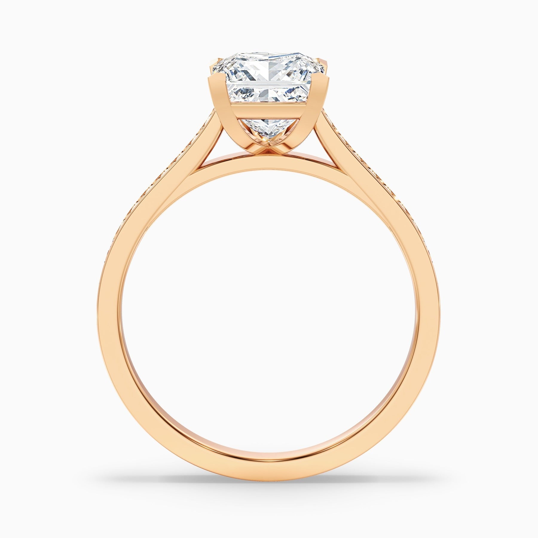 Centenary 1 Carat Princess Cut Side Stone Pave Lab Grown Diamond Ring in 14k White Gold